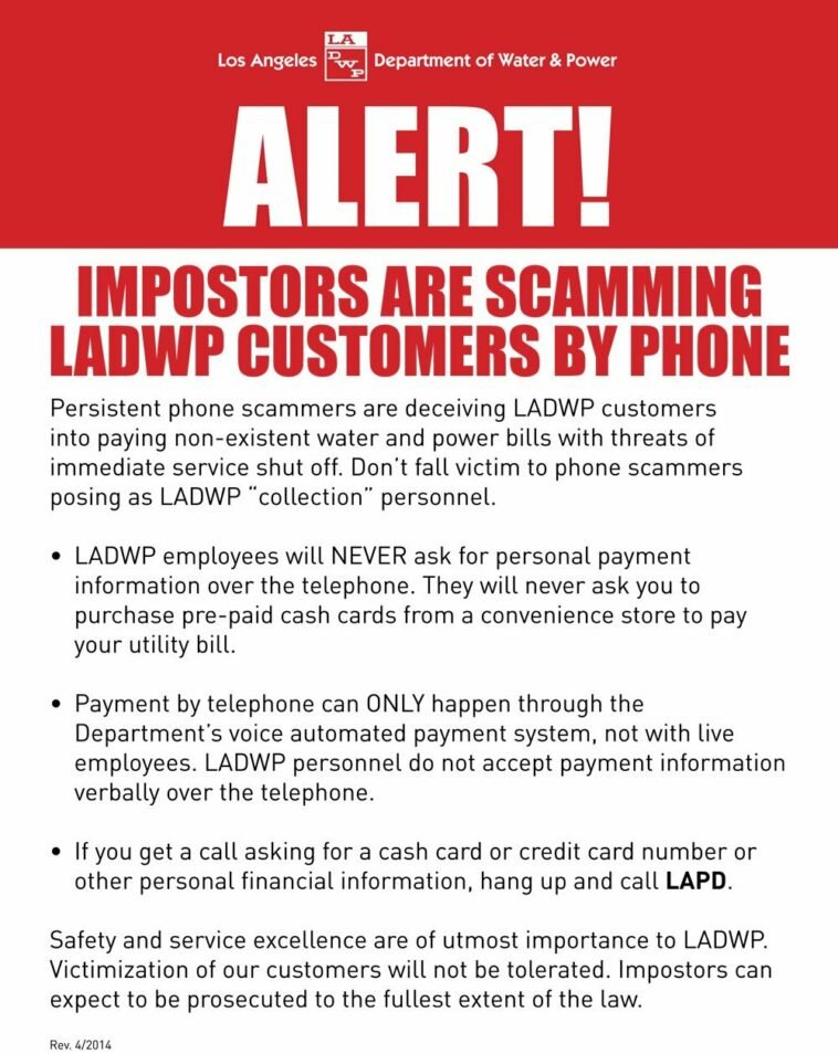 Alert! Imposters Are Scamming LADWP Customers By Phone