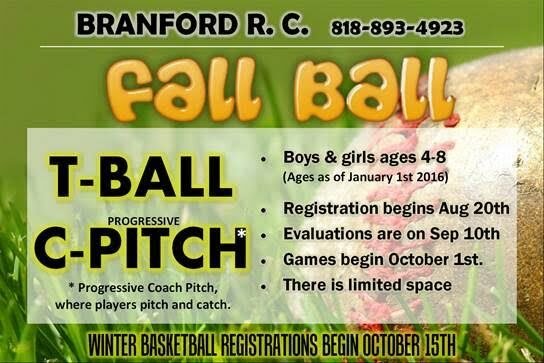 Fall T-Ball Signups at Branford Park