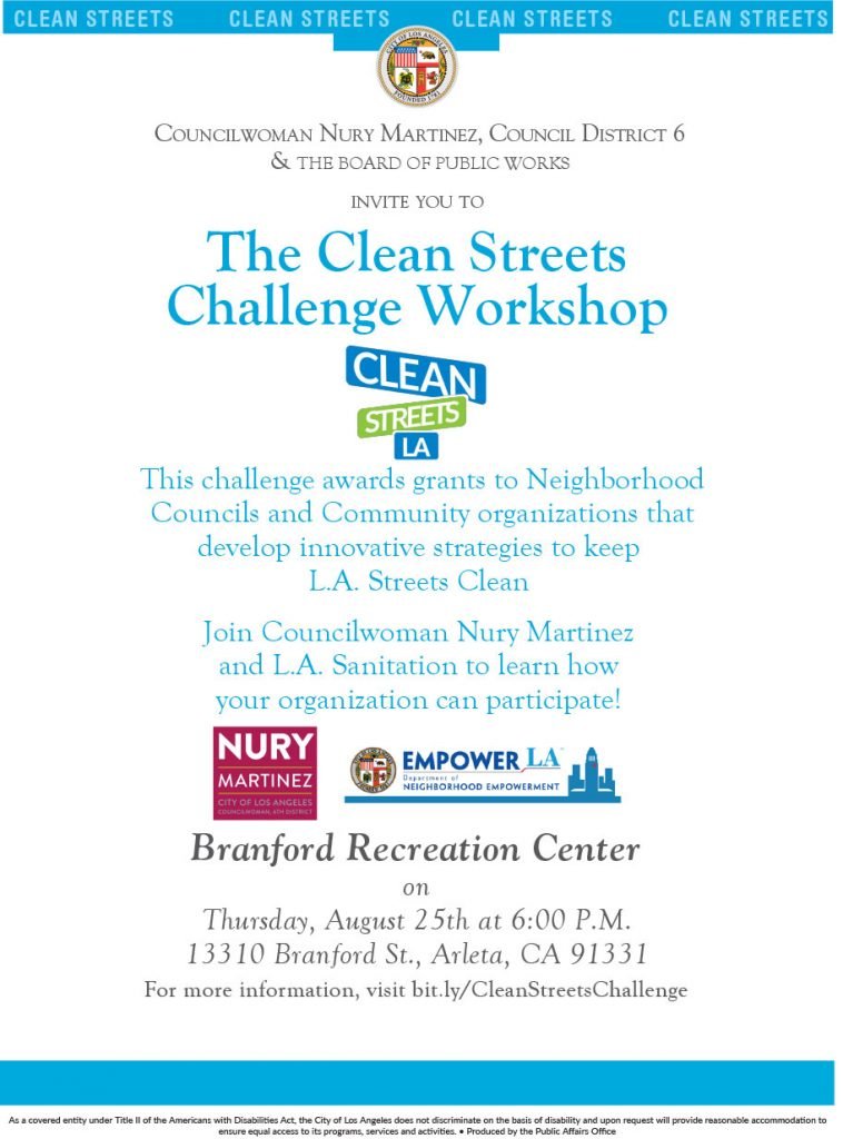 Clean Streets Challenge Workshop - August 25