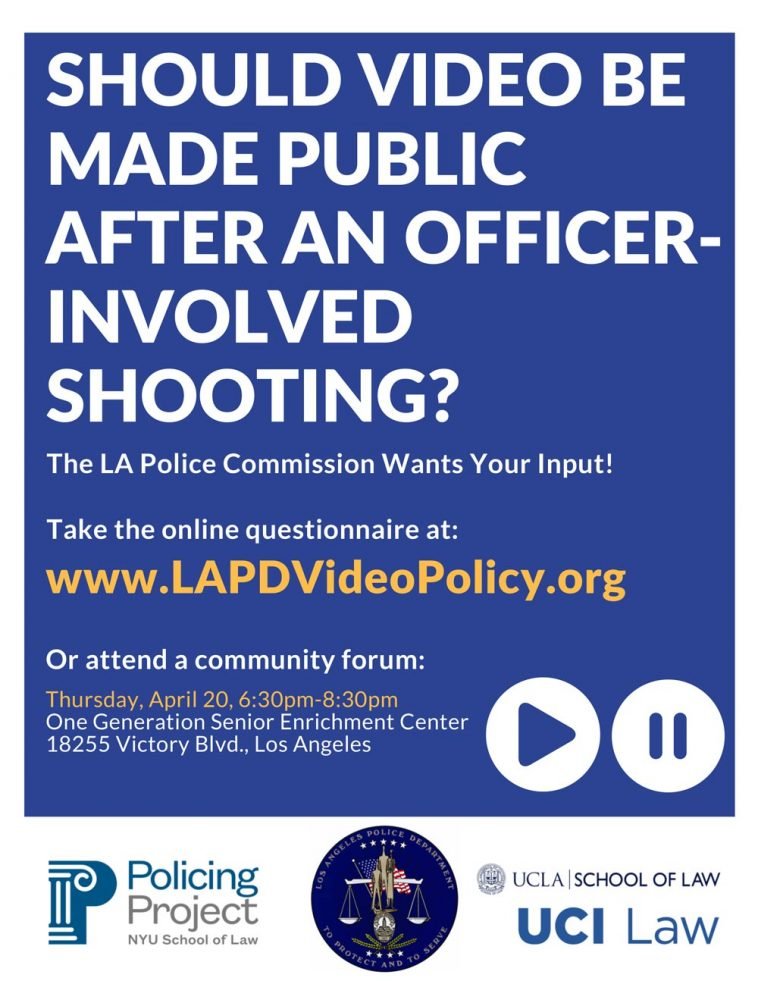 Community Forum: Public Release of Officer-Involved Shooting Videos