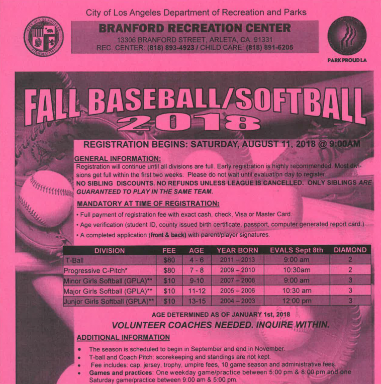 New Jr. Girls Softball Division Ages 13-15 *Baseball/Softball Evaluations Are Tomorrow*