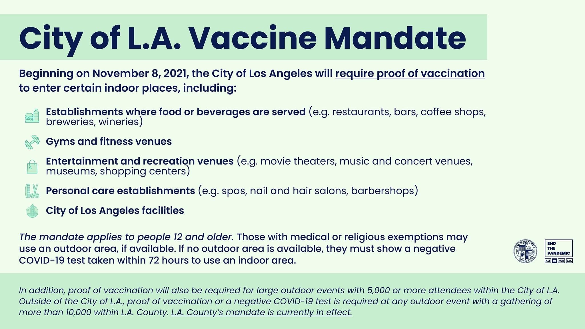 City of Los Angeles Vaccine Mandate - Beginning November 8 | Arleta  Neighborhood Council | Making Arleta, CA the Greatest Neighborhood in Los  Angeles. One Day at a Time.