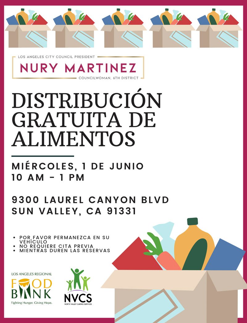 Food-Distribution-Nury-Martinez-Sun-Valley-June-1st-'22-Flyer---Spanish