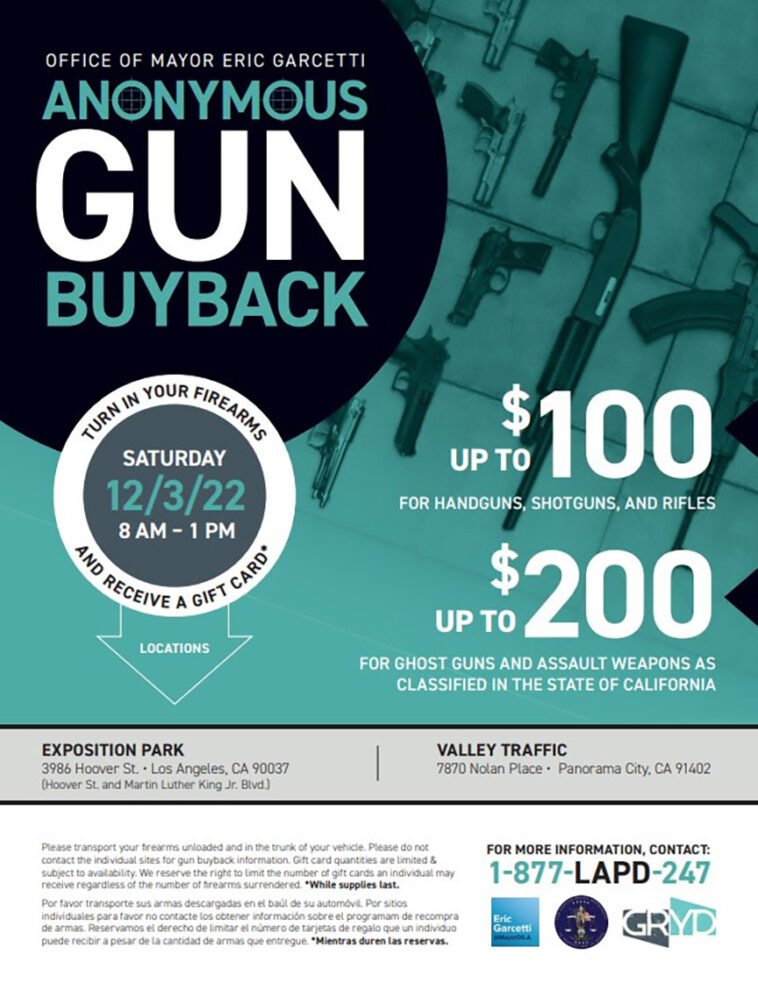 Anonymous Gun Buyback - Saturday, 12/3 - 8AM to 1PM