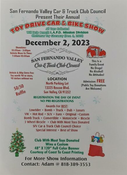 LAPD Car Show Toy Drive Dec 2 2023 flier