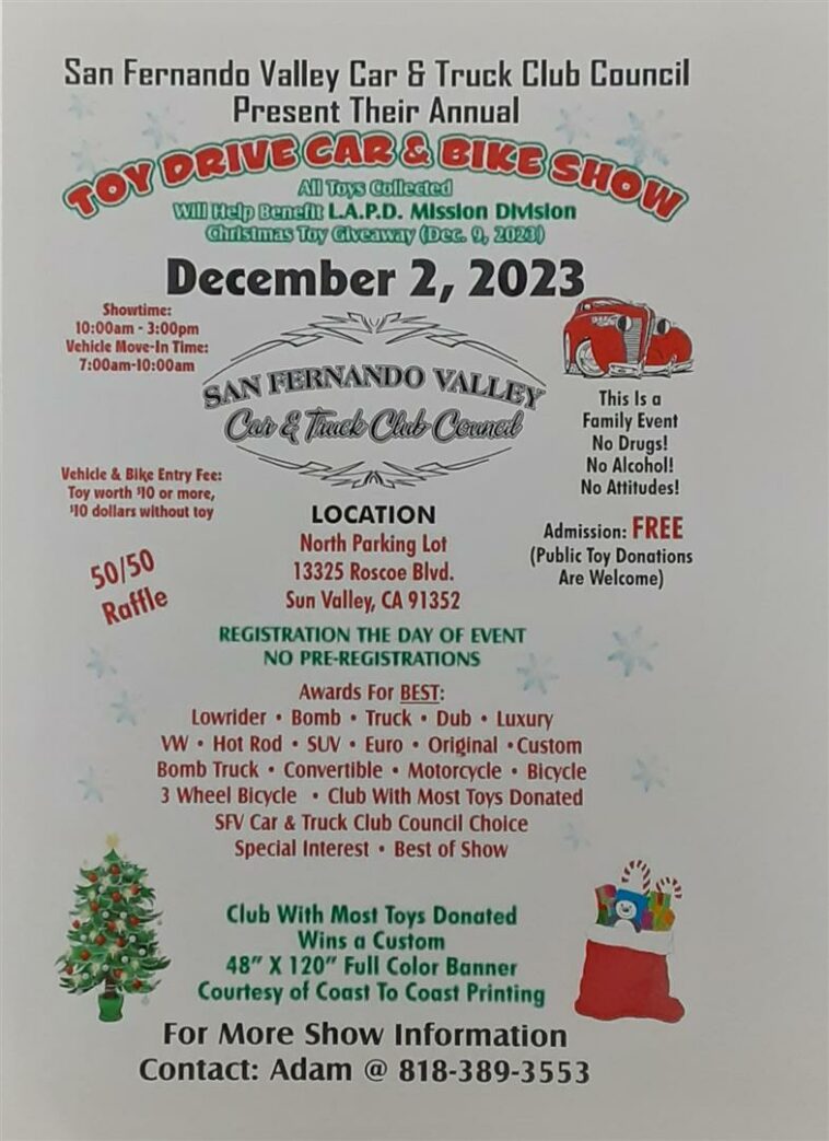 LAPD Car Show Toy Drive Dec 2 2023 flier